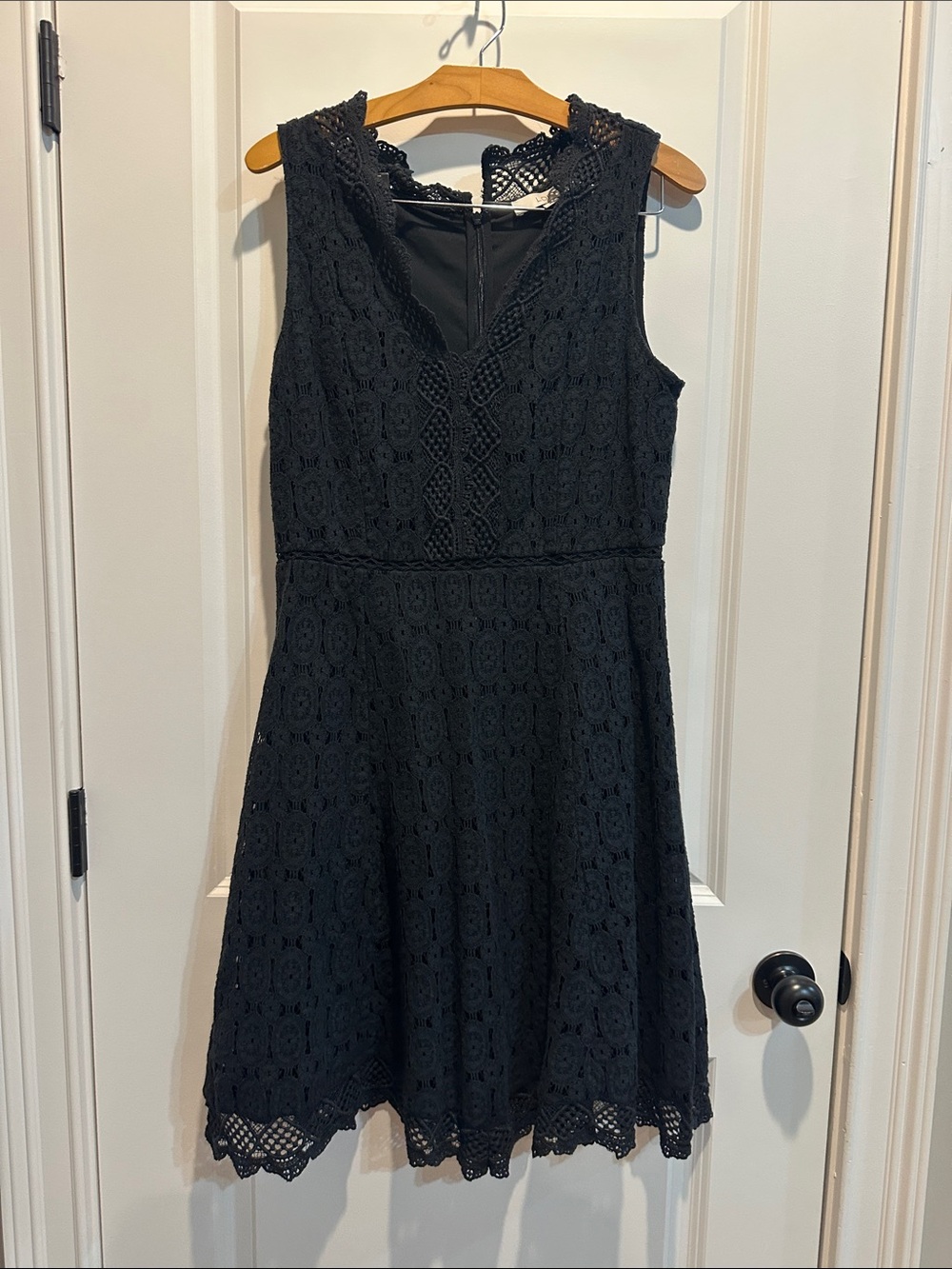 LOFT Black Lace V-Neck Sleeveless Mini Dress